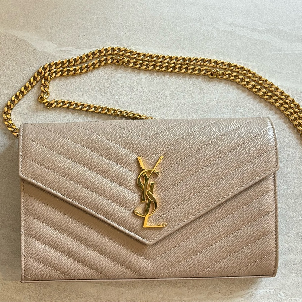 Yves Saint Laurent Cream and Gold Crossbody Bag